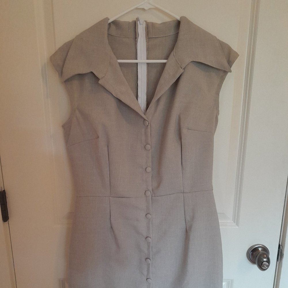 Handmade Beige Suit Dress, size M, NEW